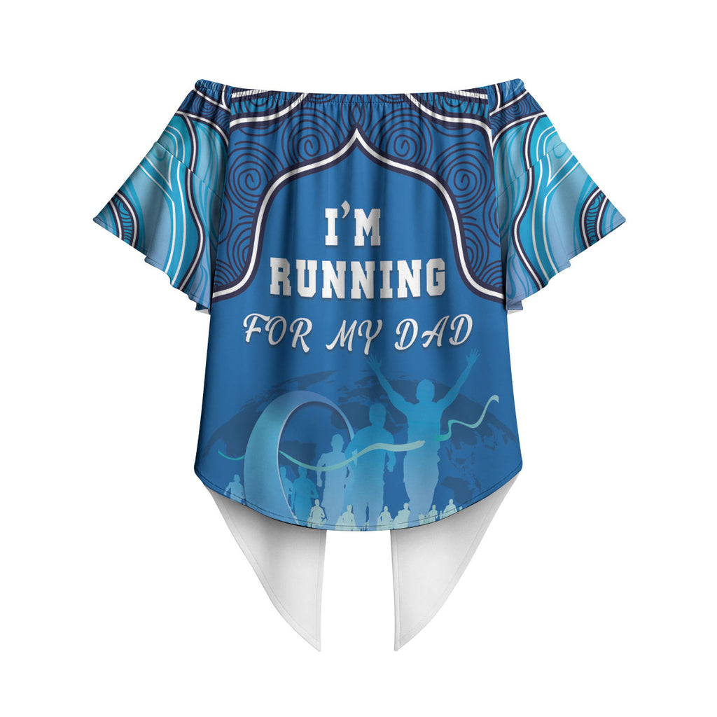 Australia Blue September Running Off Shoulder Wrap Waist Top Blue Ribbon I'm Running For My Dad