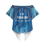 Australia Blue September Running Off Shoulder Wrap Waist Top Blue Ribbon I'm Running For My Dad