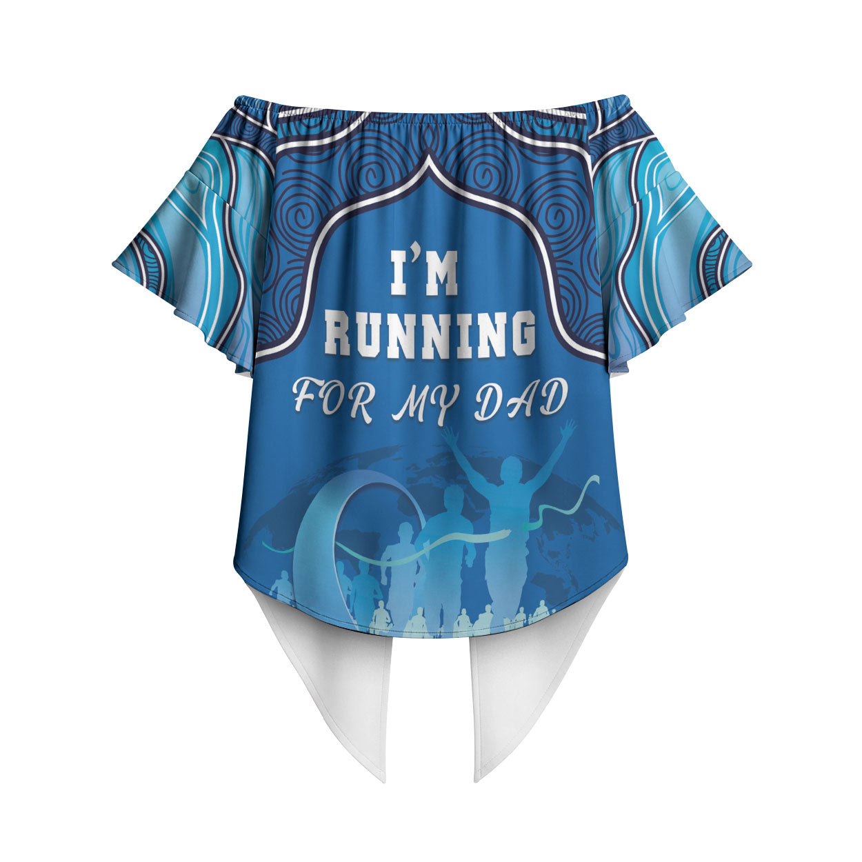 Australia Blue September Running Off Shoulder Wrap Waist Top Blue Ribbon I'm Running For My Dad