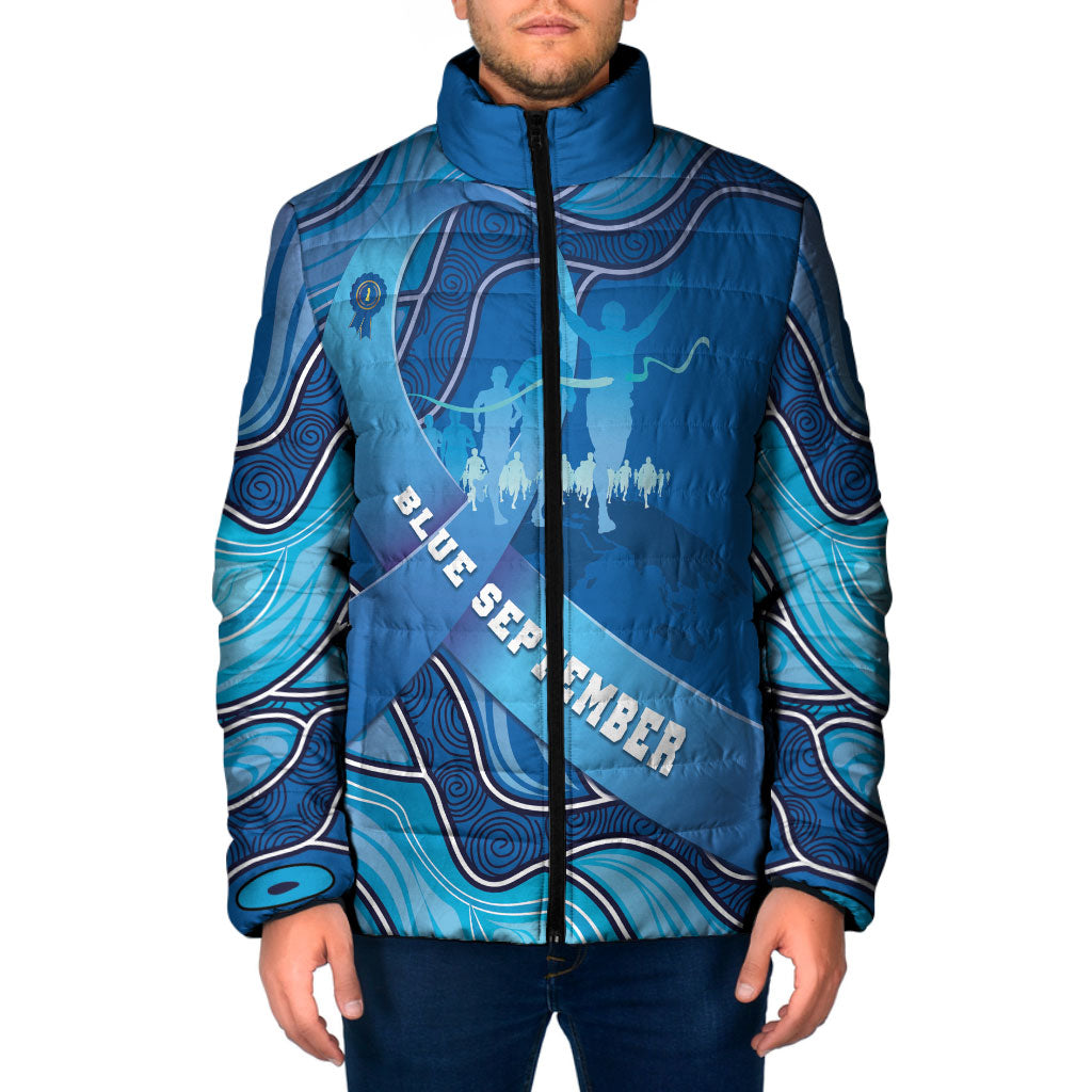 Australia Blue September Running Padded Jacket Blue Ribbon I'm Running For My Dad