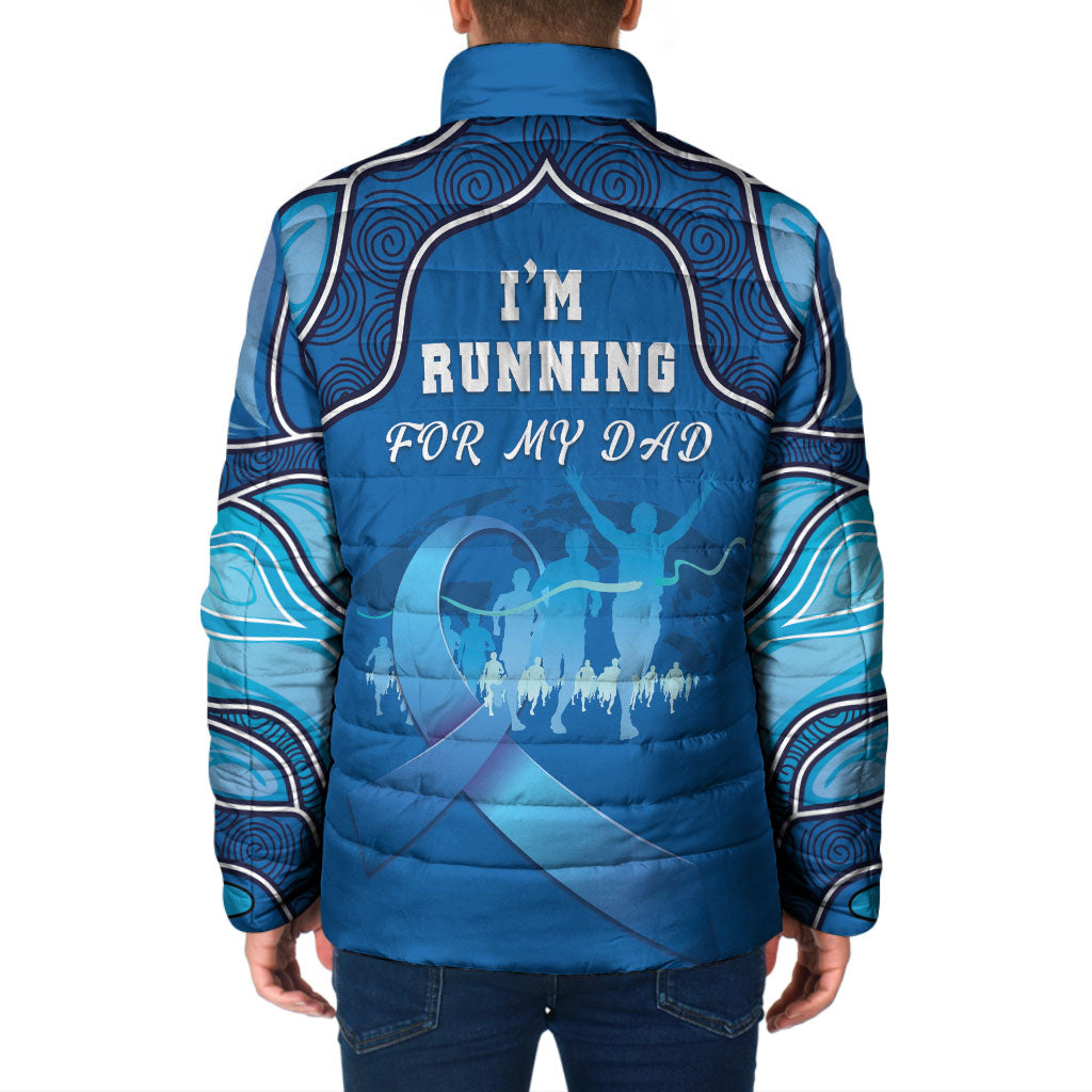 Australia Blue September Running Padded Jacket Blue Ribbon I'm Running For My Dad