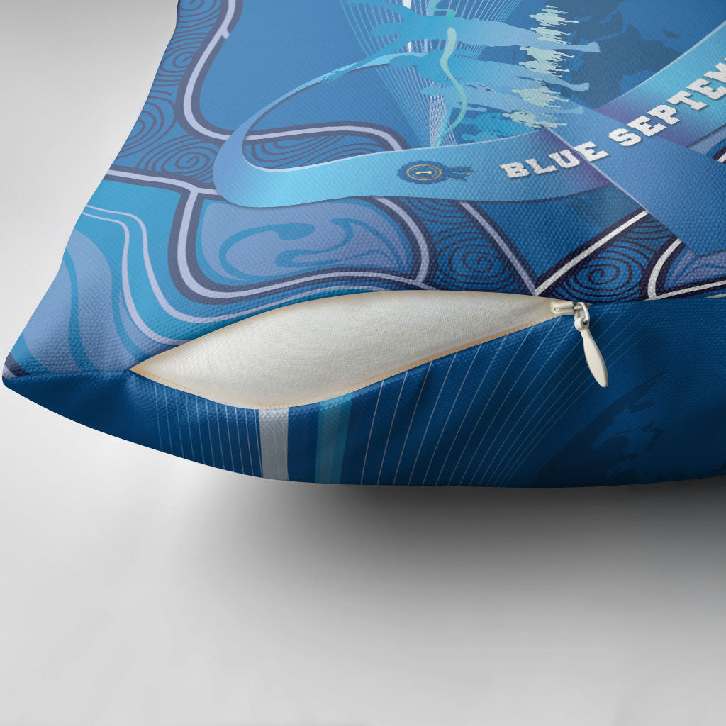 Australia Blue September Running Pillow Cover Blue Ribbon I'm Running For My Dad