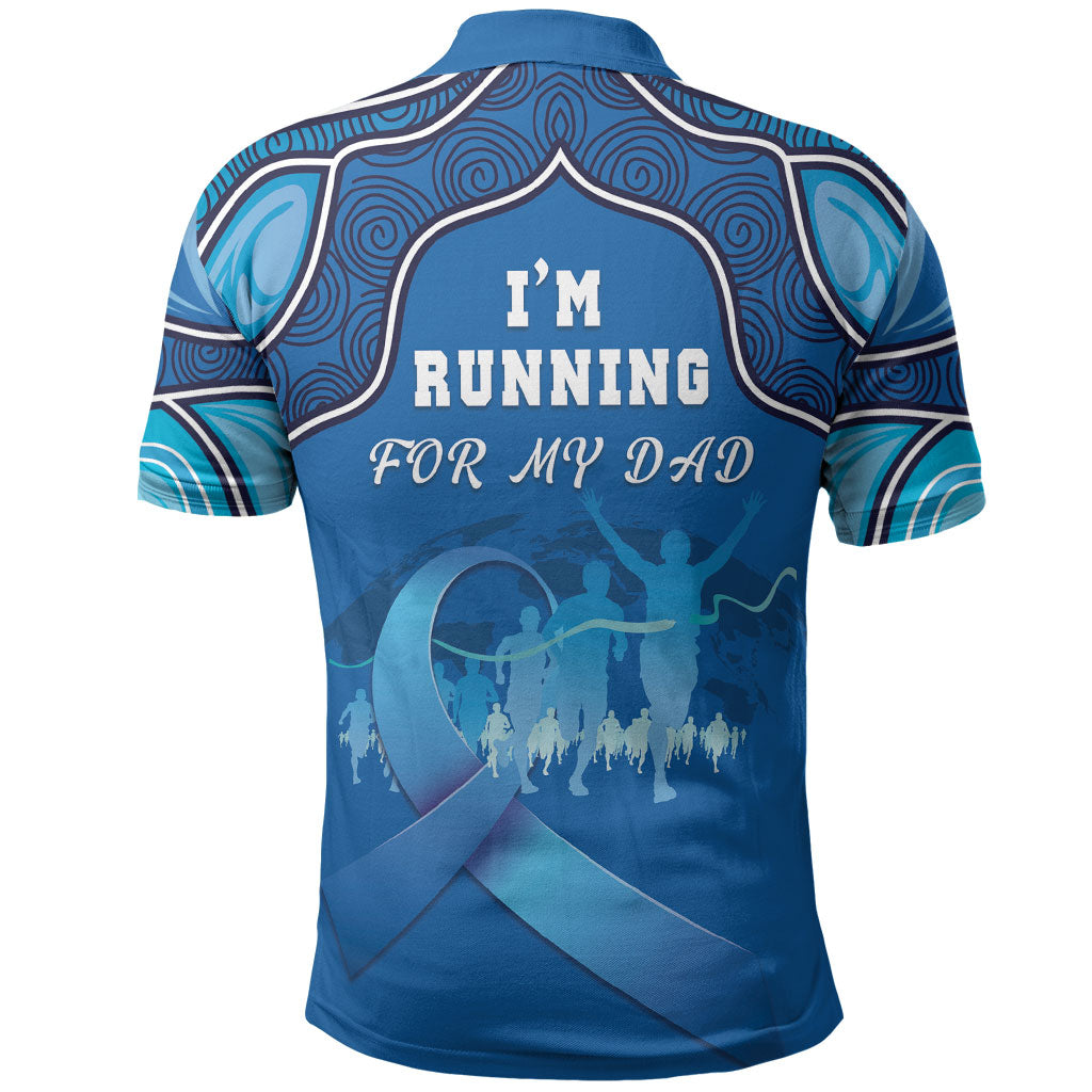Australia Blue September Running Polo Shirt Blue Ribbon I'm Running For My Dad