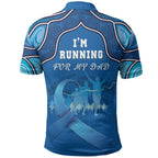 Australia Blue September Running Polo Shirt Blue Ribbon I'm Running For My Dad