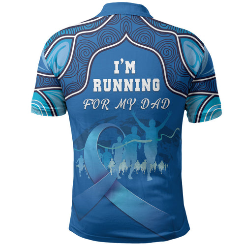 Australia Blue September Running Polo Shirt Blue Ribbon I'm Running For My Dad
