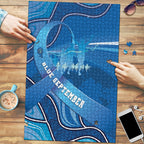Australia Blue September Running Puzzle Blue Ribbon I'm Running For My Dad
