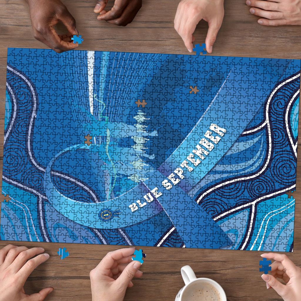 Australia Blue September Running Puzzle Blue Ribbon I'm Running For My Dad