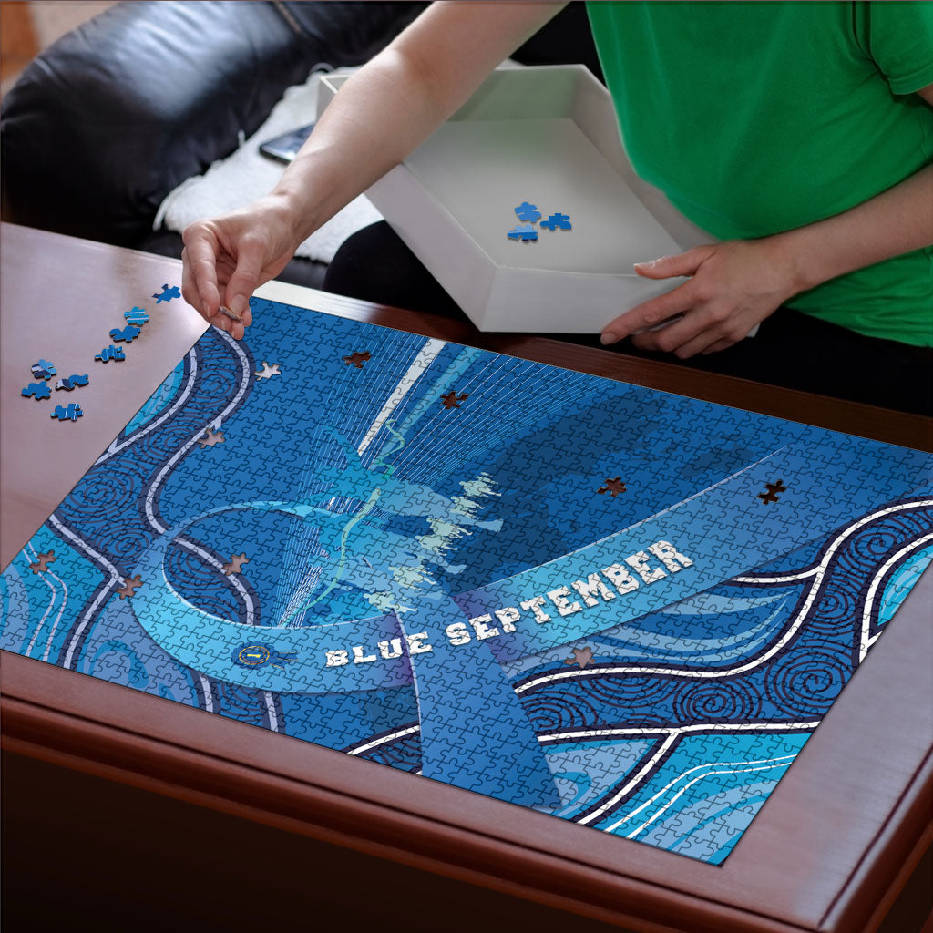 Australia Blue September Running Puzzle Blue Ribbon I'm Running For My Dad