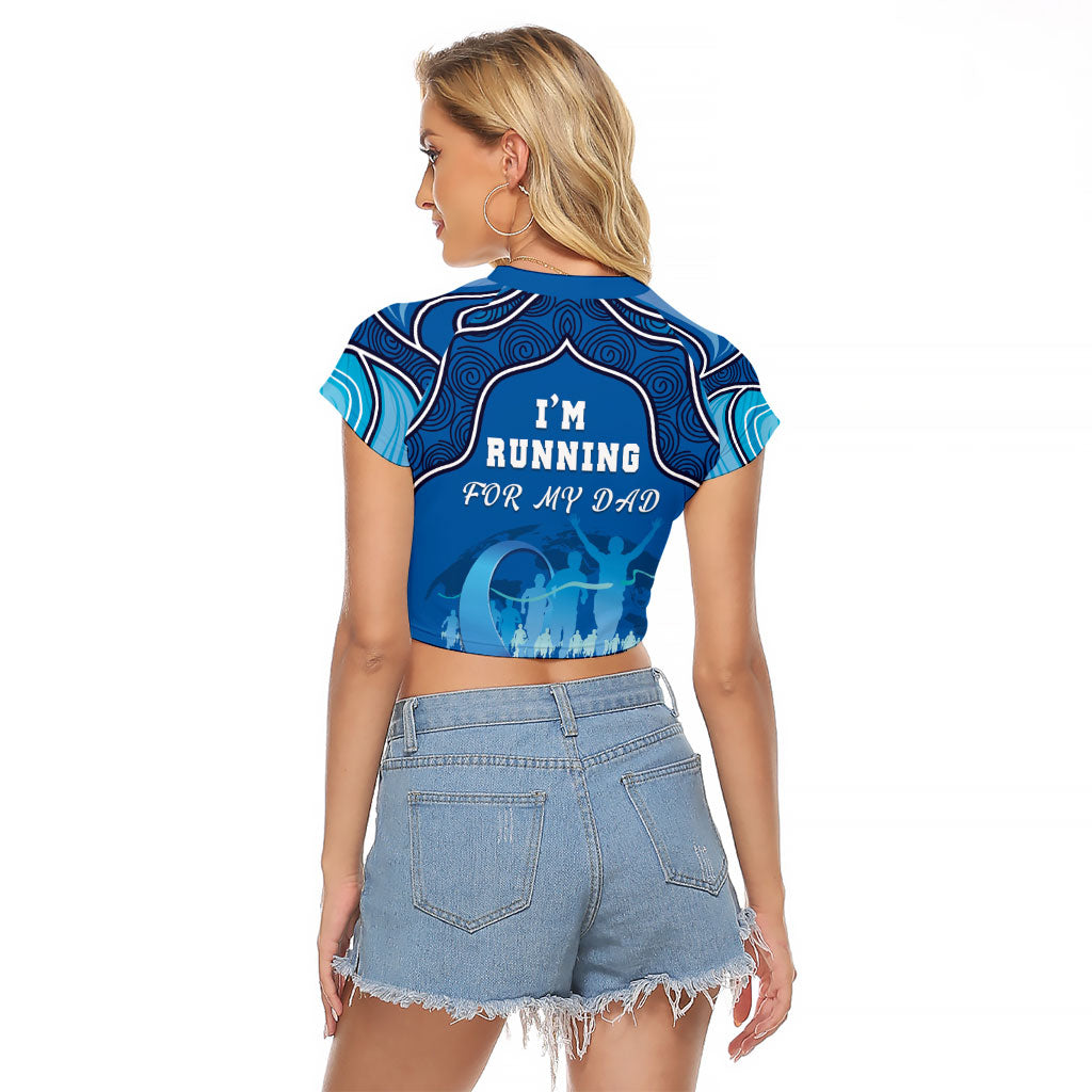Australia Blue September Running Raglan Cropped T Shirt Blue Ribbon I'm Running For My Dad