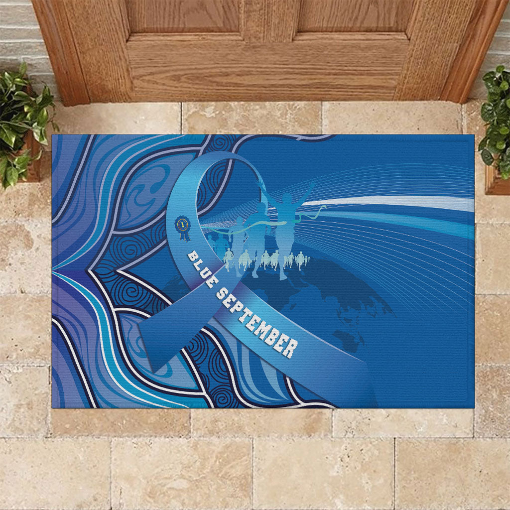 Australia Blue September Running Rubber Doormat Blue Ribbon I'm Running For My Dad
