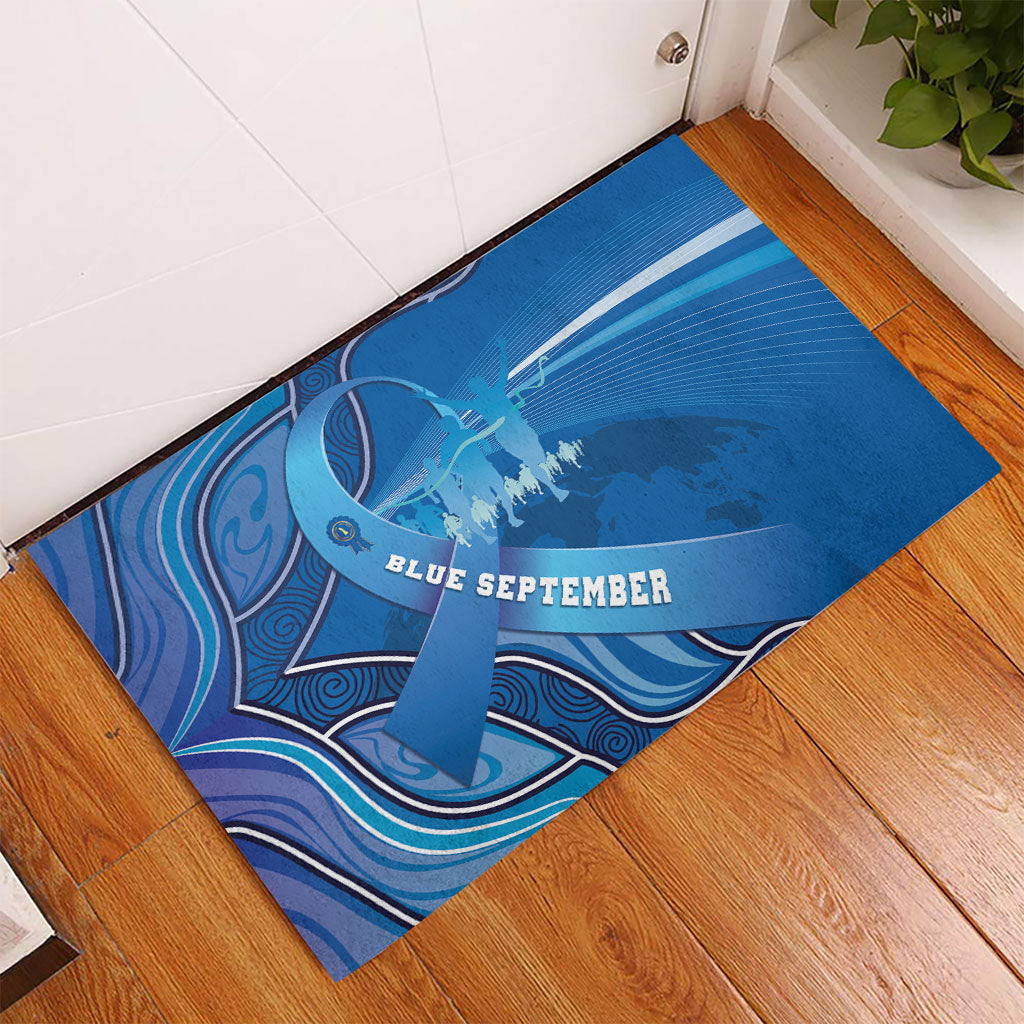 Australia Blue September Running Rubber Doormat Blue Ribbon I'm Running For My Dad