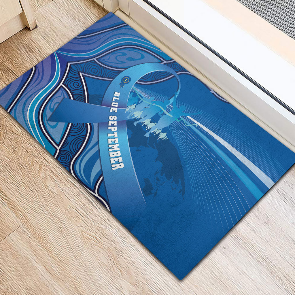 Australia Blue September Running Rubber Doormat Blue Ribbon I'm Running For My Dad