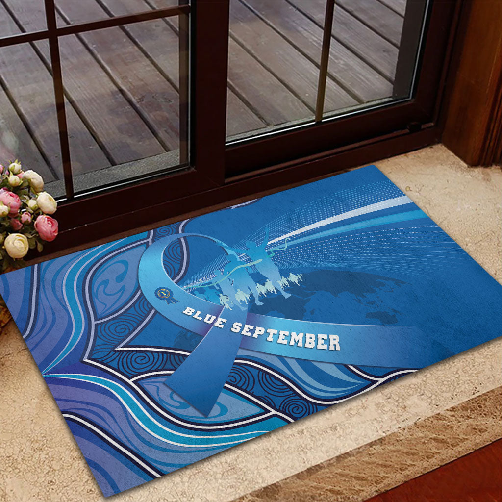 Australia Blue September Running Rubber Doormat Blue Ribbon I'm Running For My Dad