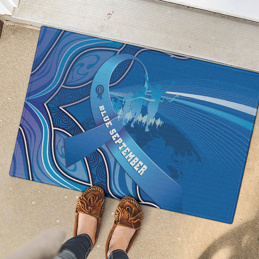Australia Blue September Running Rubber Doormat Blue Ribbon I'm Running For My Dad