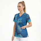 Australia Blue September Running Scrub Top Blue Ribbon I'm Running For My Dad