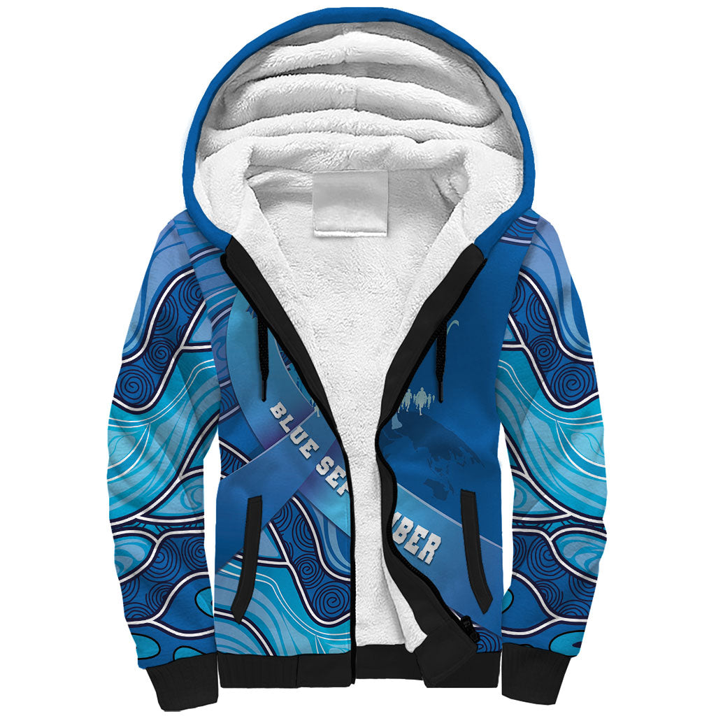 Australia Blue September Running Sherpa Hoodie Blue Ribbon I'm Running For My Dad