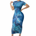 Australia Blue September Running Short Sleeve Bodycon Dress Blue Ribbon I'm Running For My Dad