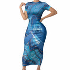 Australia Blue September Running Short Sleeve Bodycon Dress Blue Ribbon I'm Running For My Dad
