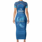 Australia Blue September Running Short Sleeve Bodycon Dress Blue Ribbon I'm Running For My Dad