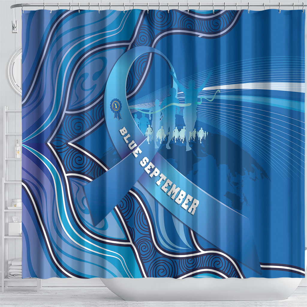 Australia Blue September Running Shower Curtain Blue Ribbon I'm Running For My Dad