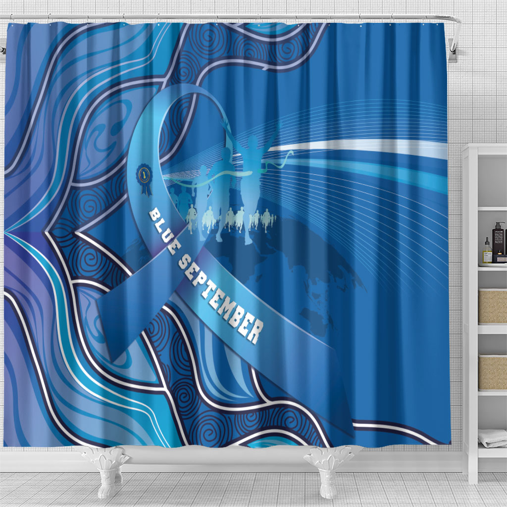 Australia Blue September Running Shower Curtain Blue Ribbon I'm Running For My Dad