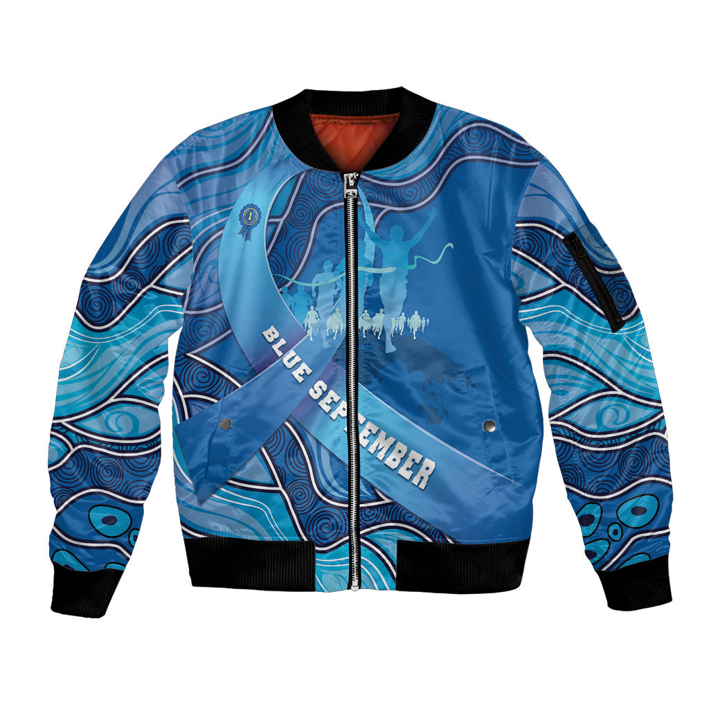 Australia Blue September Running Sleeve Zip Bomber Jacket Blue Ribbon I'm Running For My Dad