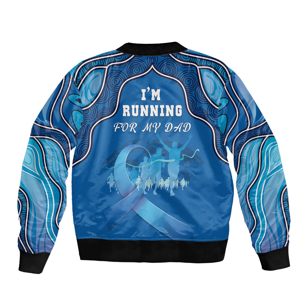 Australia Blue September Running Sleeve Zip Bomber Jacket Blue Ribbon I'm Running For My Dad