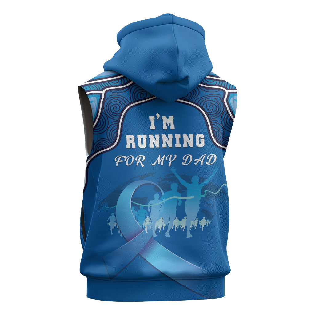 Australia Blue September Running Sleeveless Hoodie Blue Ribbon I'm Running For My Dad