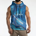 Australia Blue September Running Sleeveless Hoodie Blue Ribbon I'm Running For My Dad