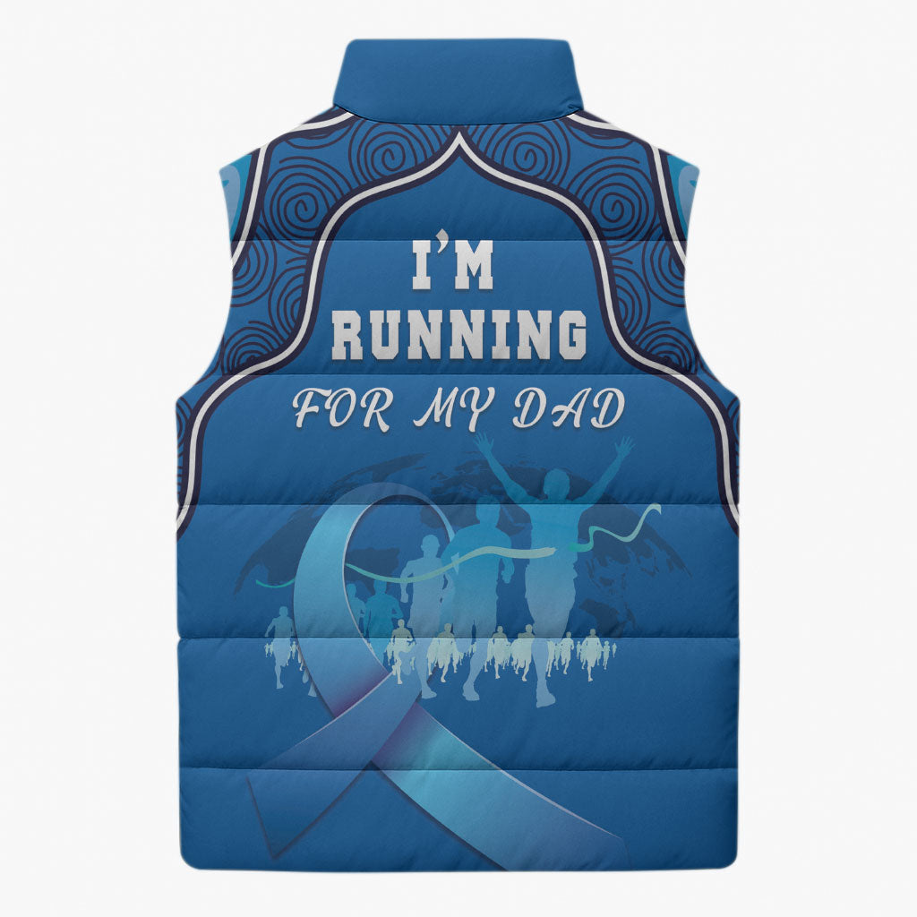 Australia Blue September Running Sleeveless Puffer Jacket Blue Ribbon I'm Running For My Dad