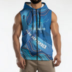 Australia Blue September Running Sleeveless Zip Hoodie Blue Ribbon I'm Running For My Dad