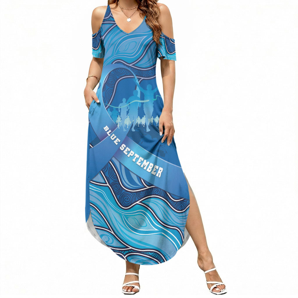 Australia Blue September Running Summer Maxi Dress Blue Ribbon I'm Running For My Dad