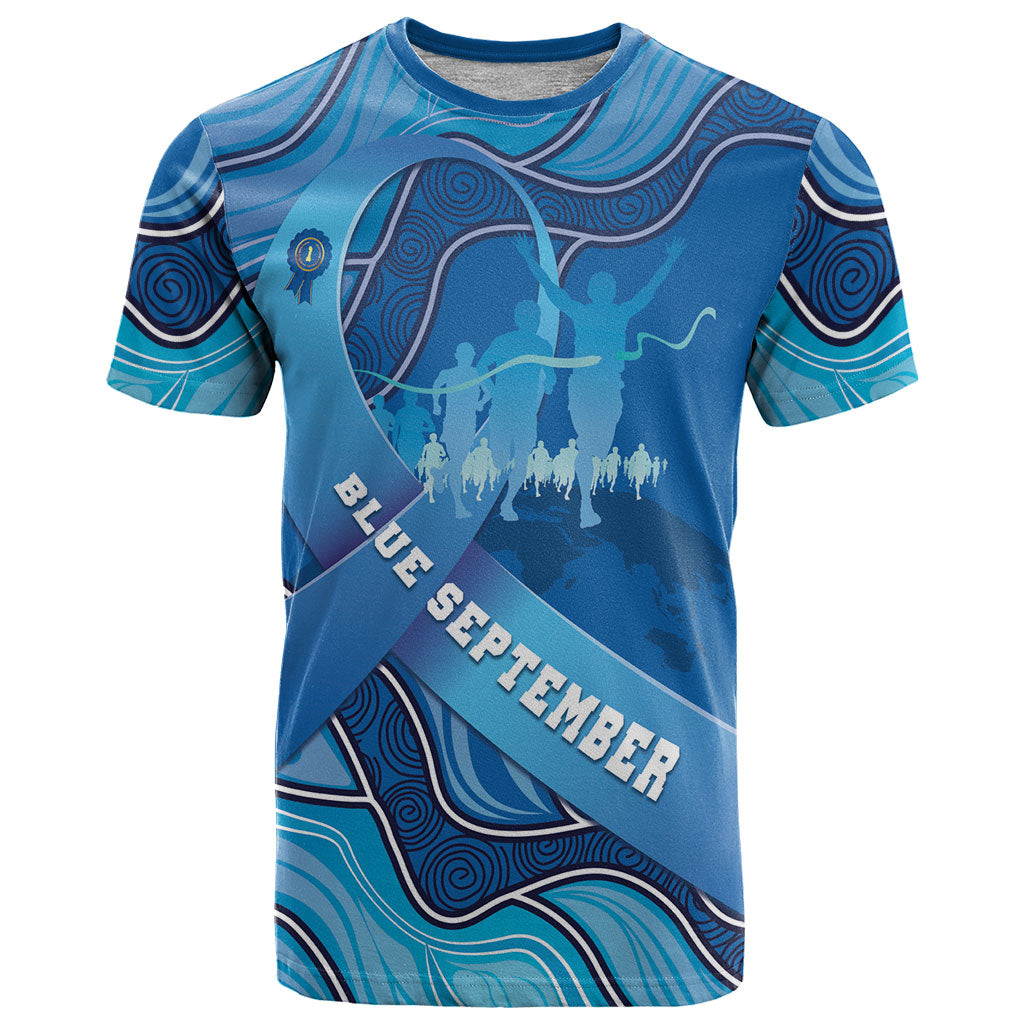 Australia Blue September Running T Shirt Blue Ribbon I'm Running For My Dad