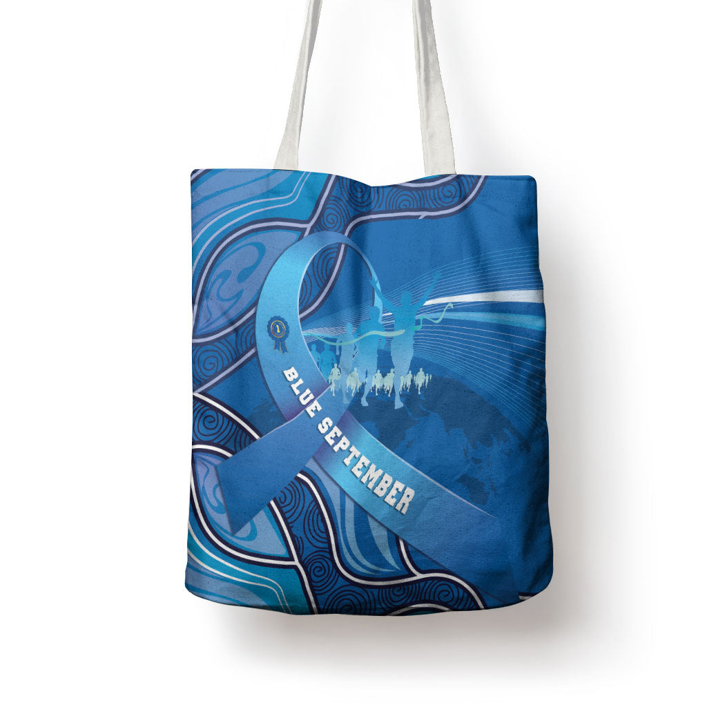 Australia Blue September Running Tote Bag Blue Ribbon I'm Running For My Dad