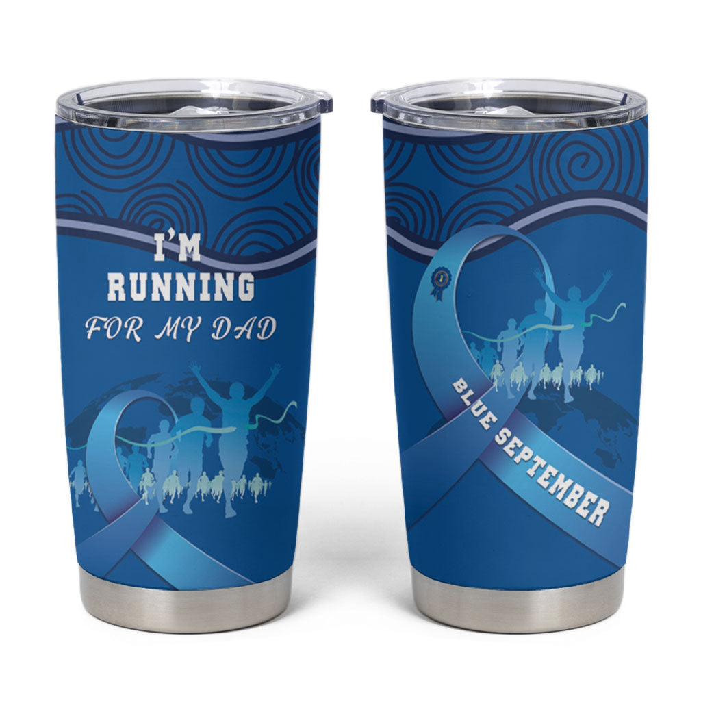 Australia Blue September Running Tumbler Cup Blue Ribbon I'm Running For My Dad