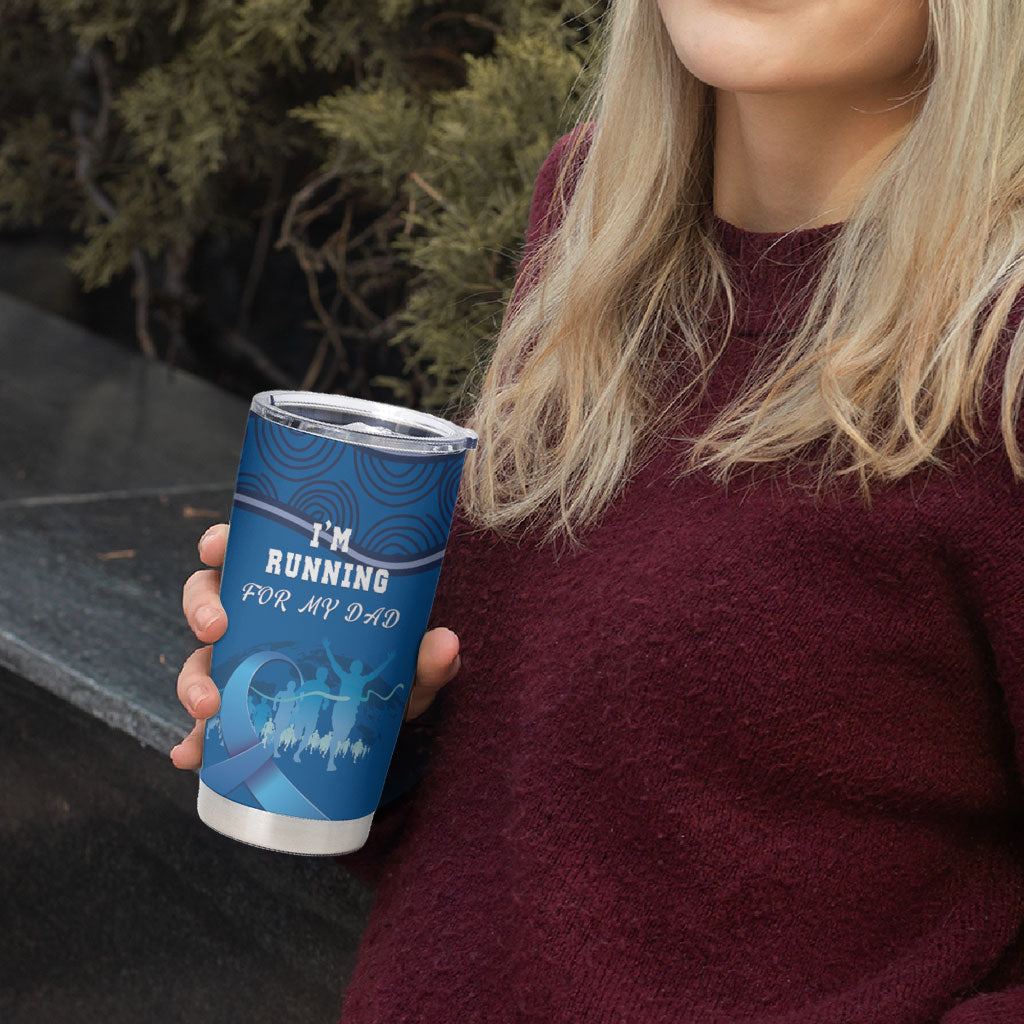 Australia Blue September Running Tumbler Cup Blue Ribbon I'm Running For My Dad