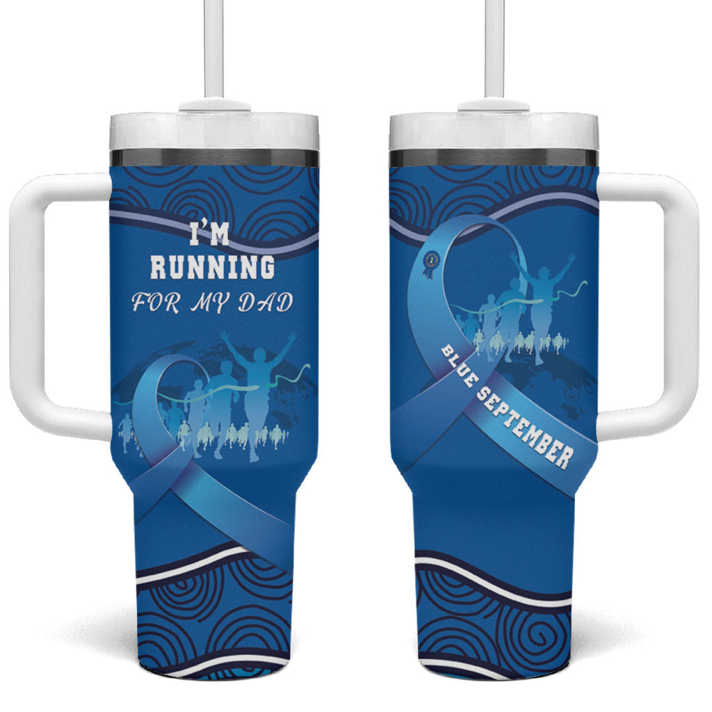 Australia Blue September Running Tumbler With Handle Blue Ribbon I'm Running For My Dad