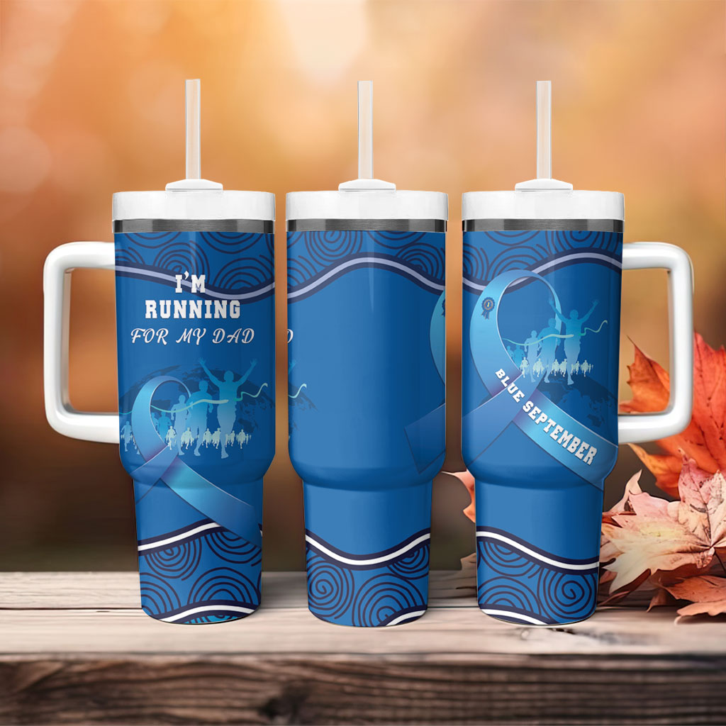 Australia Blue September Running Tumbler With Handle Blue Ribbon I'm Running For My Dad