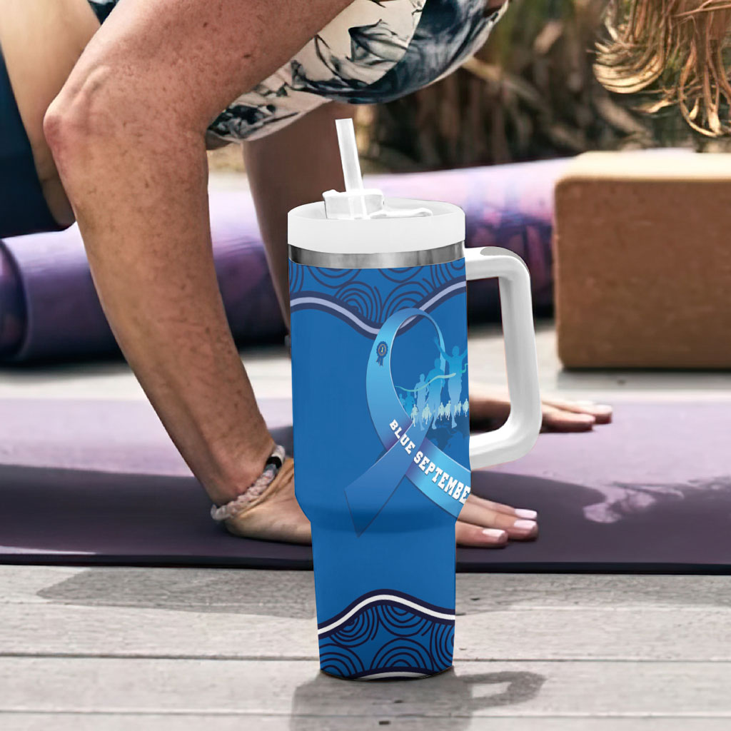 Australia Blue September Running Tumbler With Handle Blue Ribbon I'm Running For My Dad