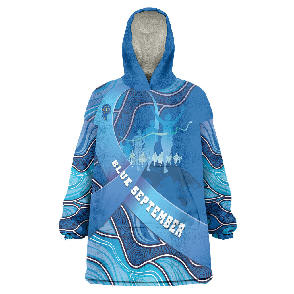 Australia Blue September Running Wearable Blanket Hoodie Blue Ribbon I'm Running For My Dad