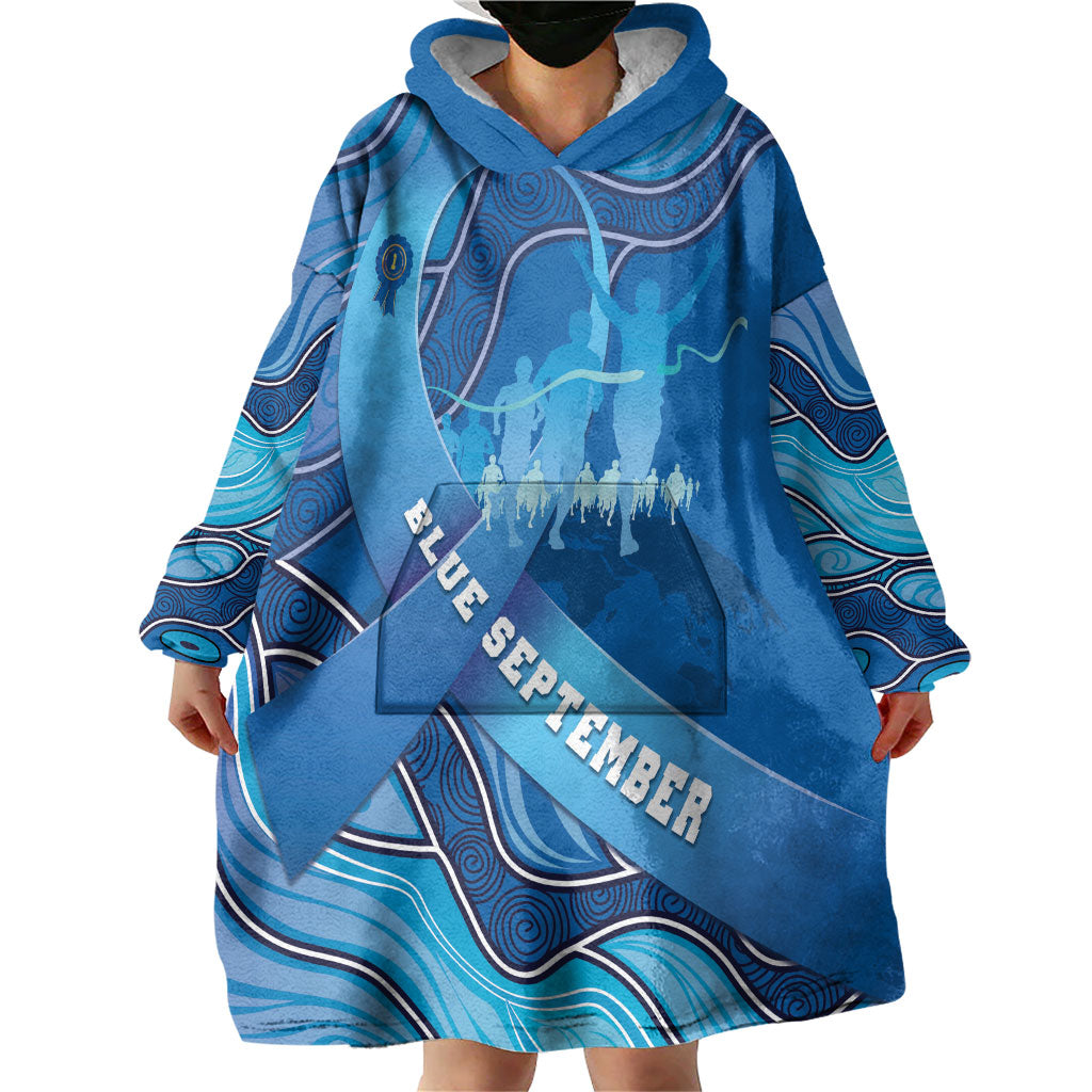 Australia Blue September Running Wearable Blanket Hoodie Blue Ribbon I'm Running For My Dad