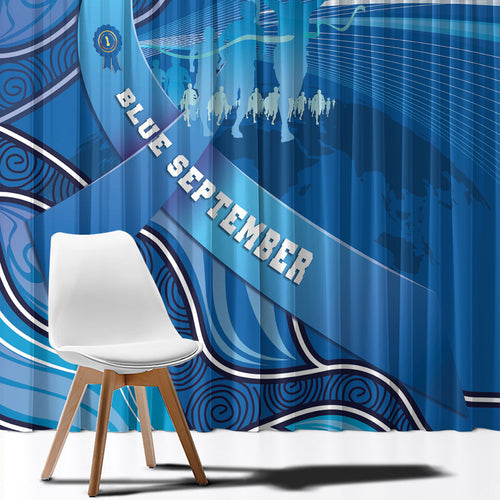 Australia Blue September Running Window Curtain Blue Ribbon I'm Running For My Dad