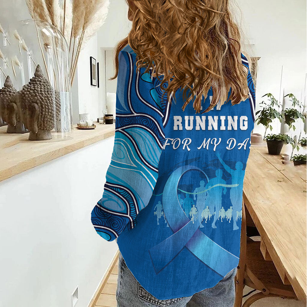 Australia Blue September Running Women Casual Shirt Blue Ribbon I'm Running For My Dad