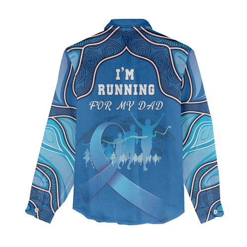 Australia Blue September Running Women Casual Shirt Blue Ribbon I'm Running For My Dad