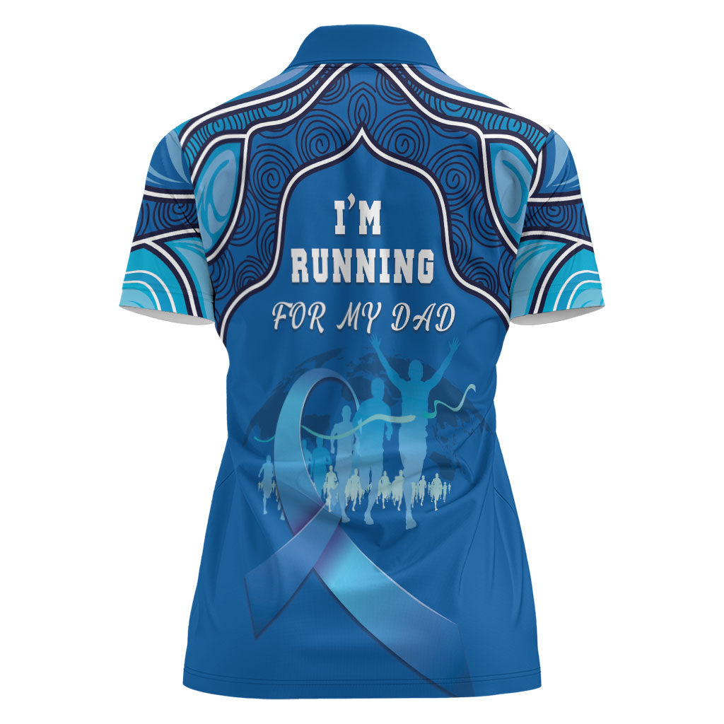 Australia Blue September Running Women Polo Shirt Blue Ribbon I'm Running For My Dad