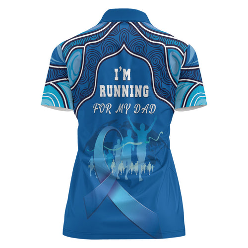 Australia Blue September Running Women Polo Shirt Blue Ribbon I'm Running For My Dad