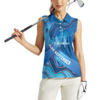 Australia Blue September Running Women Sleeveless Polo Shirt Blue Ribbon I'm Running For My Dad
