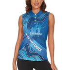 Australia Blue September Running Women Sleeveless Polo Shirt Blue Ribbon I'm Running For My Dad