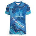 Australia Blue September Running Women V-Neck T-Shirt Blue Ribbon I'm Running For My Dad