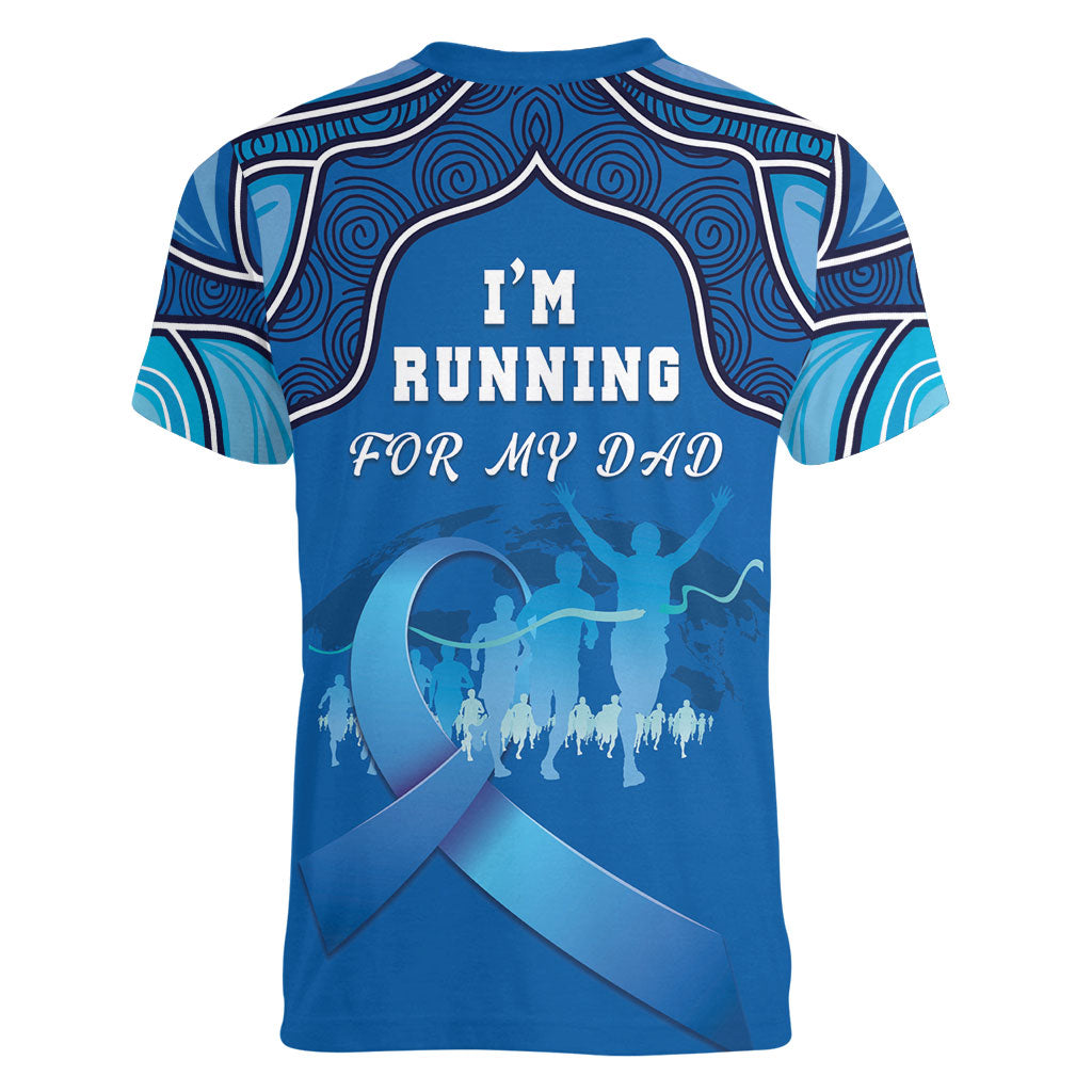 Australia Blue September Running Women V-Neck T-Shirt Blue Ribbon I'm Running For My Dad